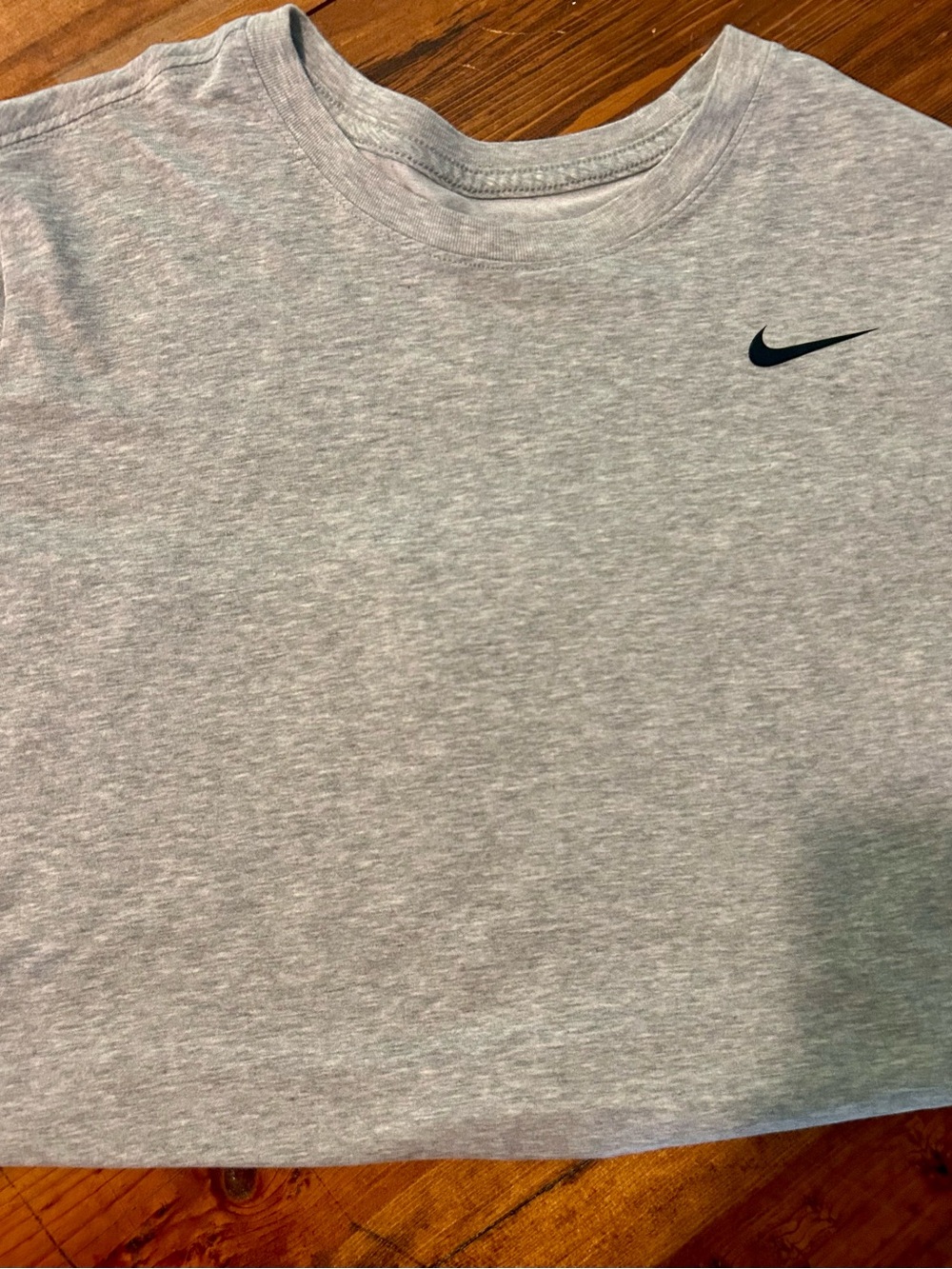 Nike Light Heather Gray Short Sleeve Crew Tee with Black Swoosh